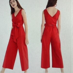 New! J. Crew Wrap-tie‎ Poplin Jumpsuit in Bright Cerise Size 00  NWT